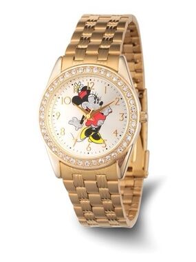 Disney Adult Size Minnie Mouse Crystal Gold-Tone Watch (XWA6726)